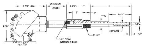 Series 16100 Lag Thermowell Assembly