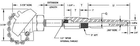 Series 16250 Heavy Duty Lag Thermowell Assembly